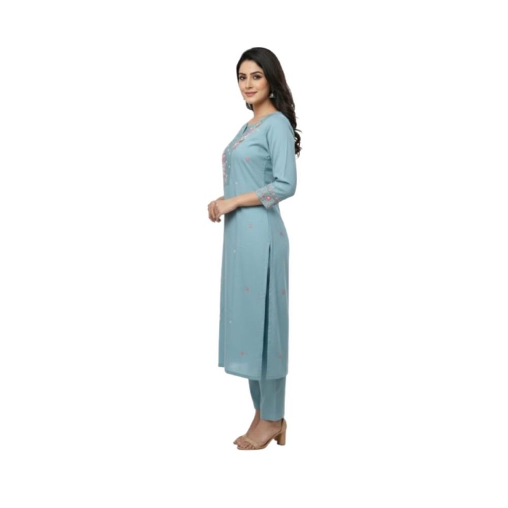 Kurti pant set with organza dupatta 3