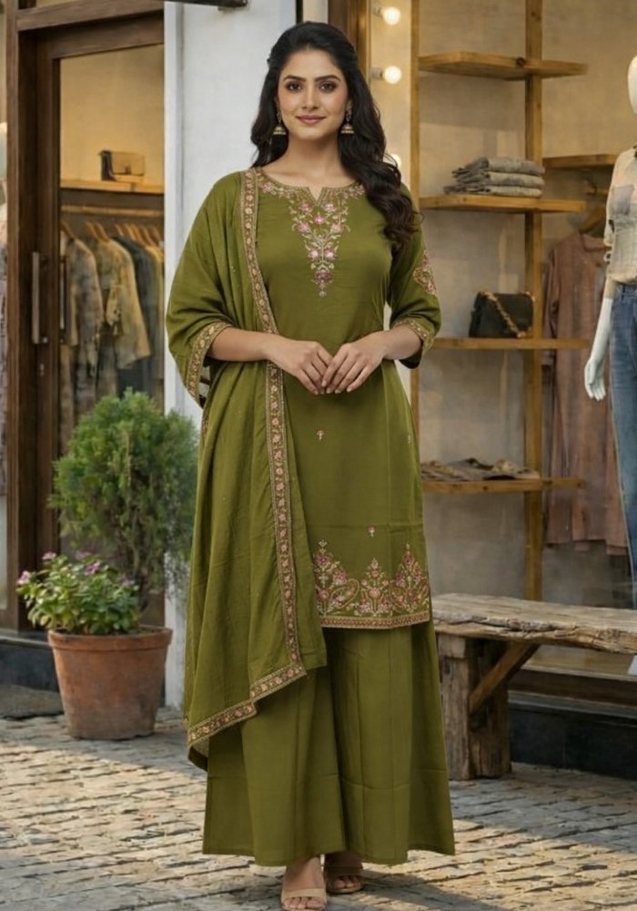 Flared Kurti Pant Set with Dupatta