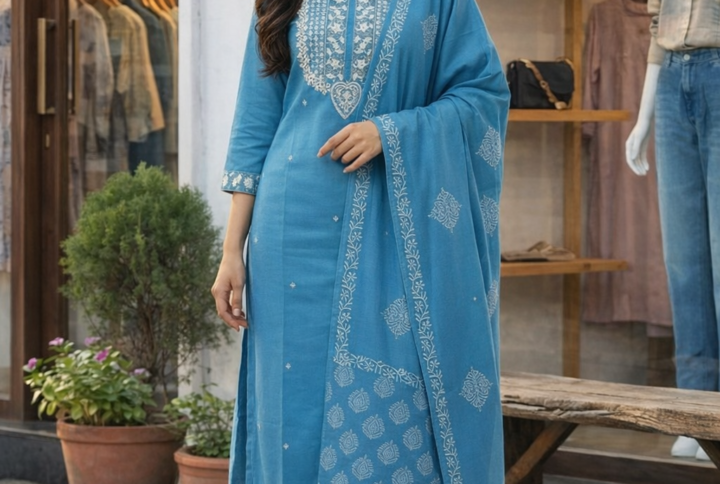 Kurti pant set with dupatta