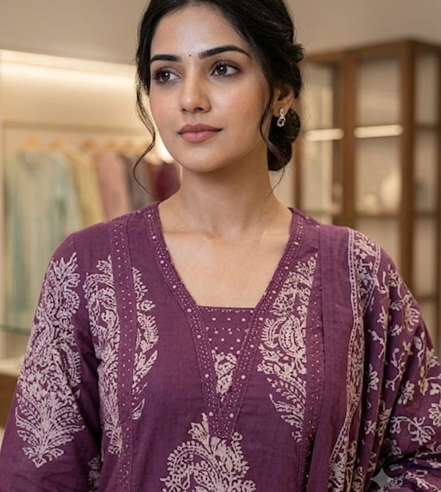 Reewaz Ethnic Purple Kurta Palazzo Dupatta Set